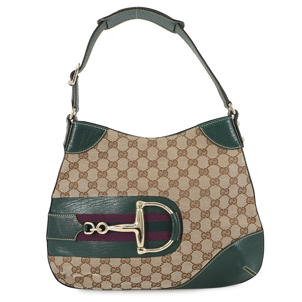 Gucci Shoulder Bag GG Canvas Leather Horsebit One